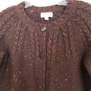 Chocolate brown sweater with flecks of beige & rust